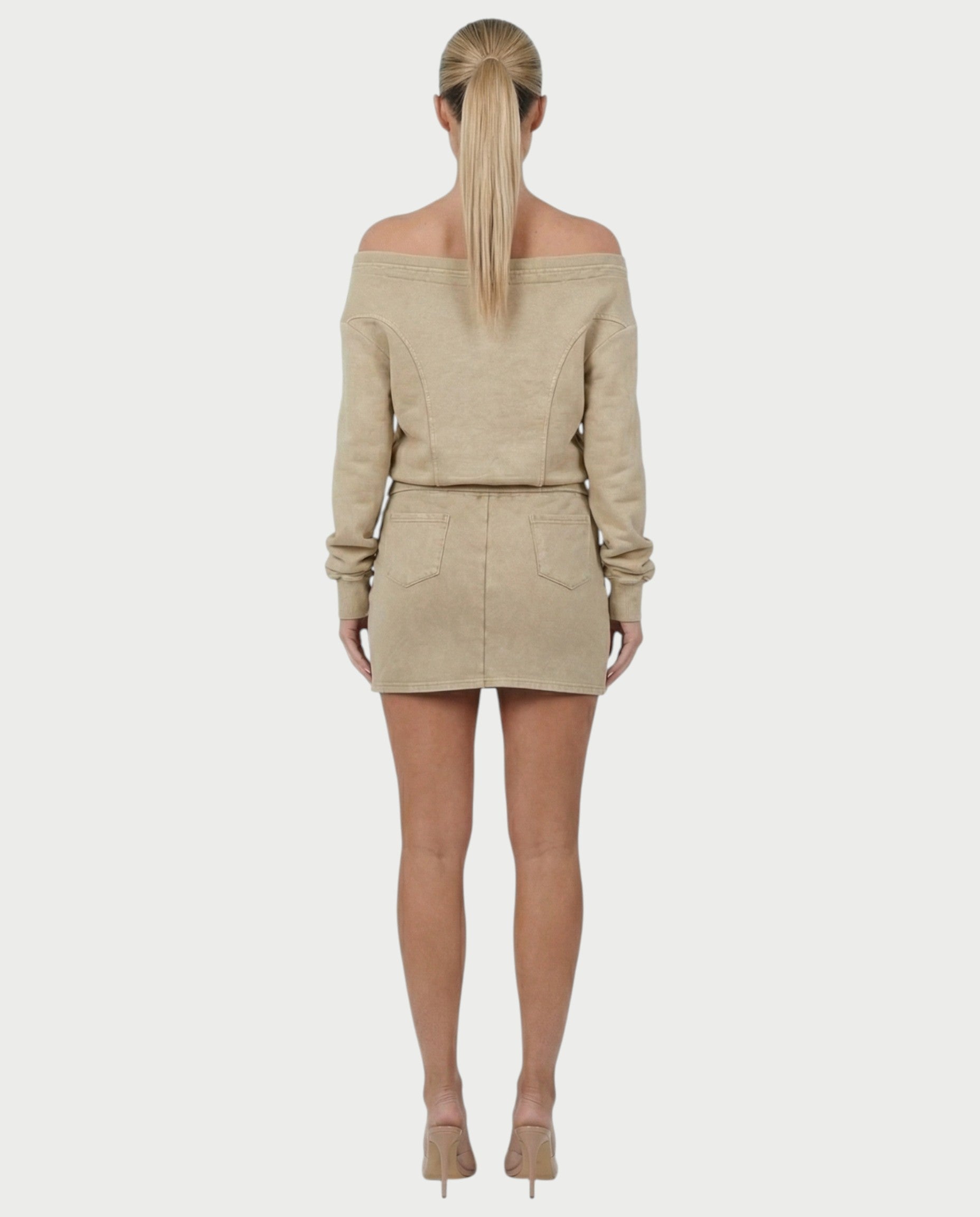 GWENY Retro Long-sleeved Studded Jacket & Skirt Set