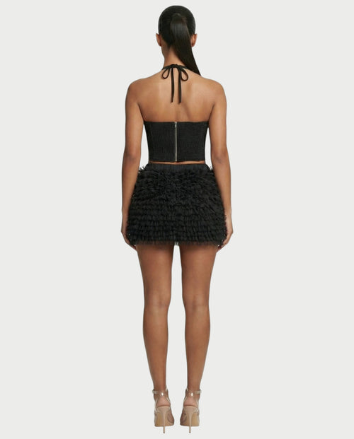 NIXIE Sequin Floral Corset Crop Top & Ruffle Skirt Set