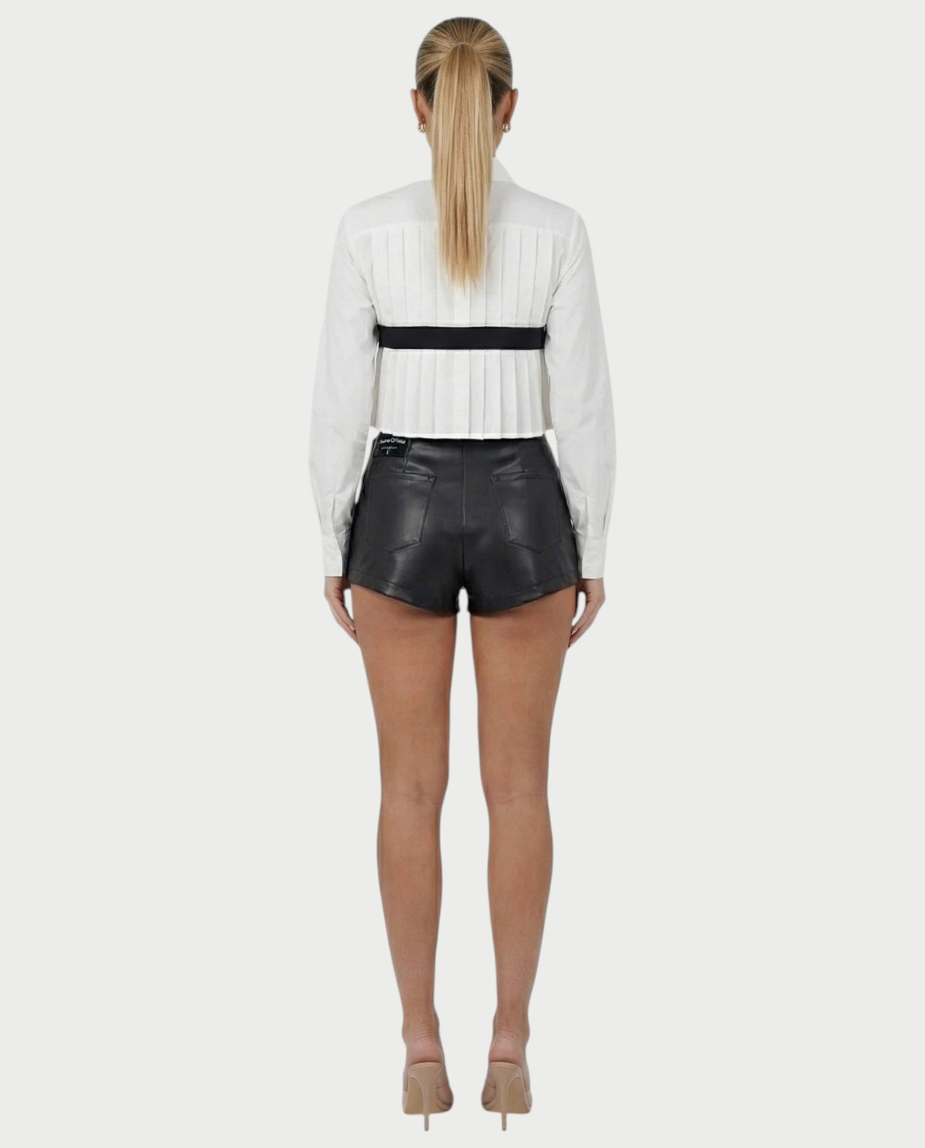 MAIRA High-Waisted Faux Leather Wrap Mini Skirt