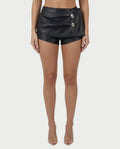 MAIRA High-Waisted Faux Leather Wrap Mini Skirt