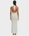 CESIA Crochet Backless Floral Appliqué Maxi Dress