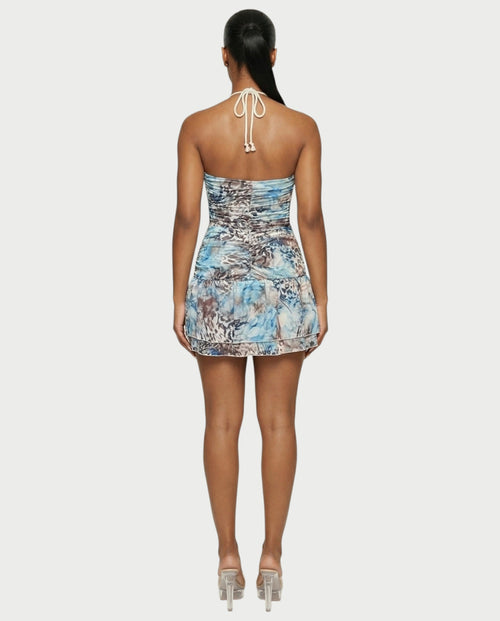 ENARA Sequin Ruched Cutout Bodycon Mini Dress