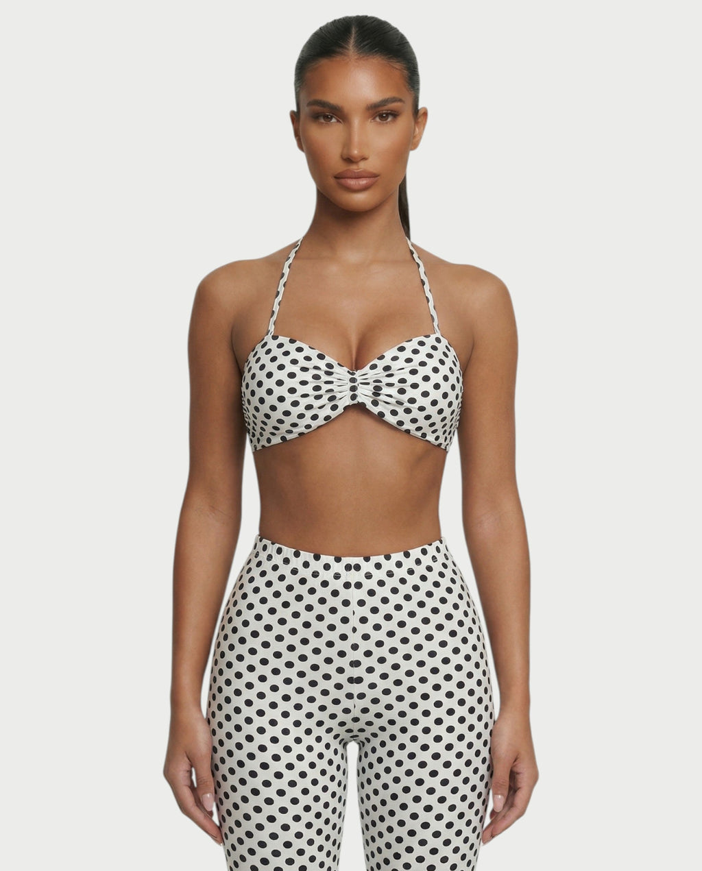 DARYA Polka Dot Bandeau Halter Top & Capri Pants Set