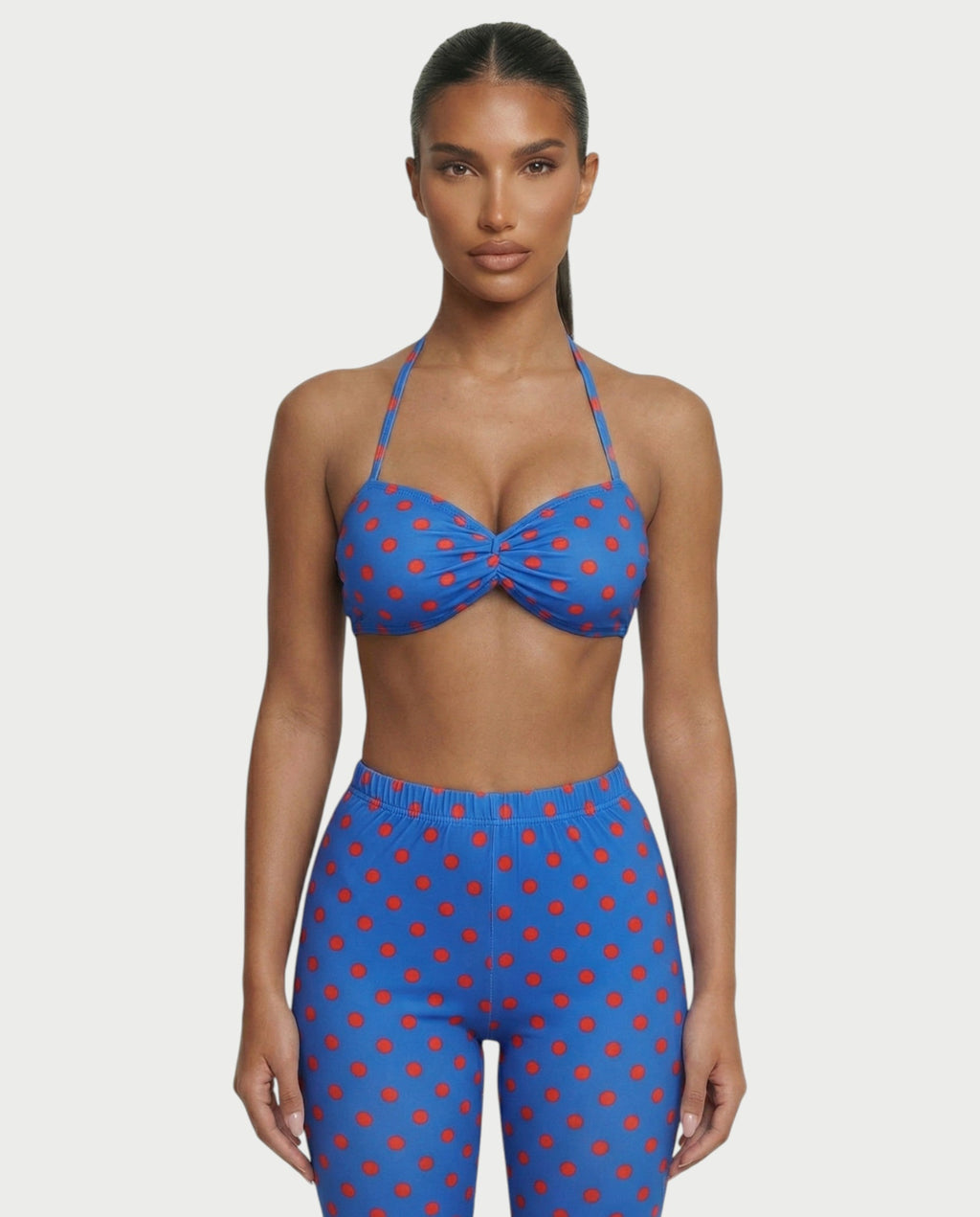 DARYA Polka Dot Bandeau Halter Top & Capri Pants Set