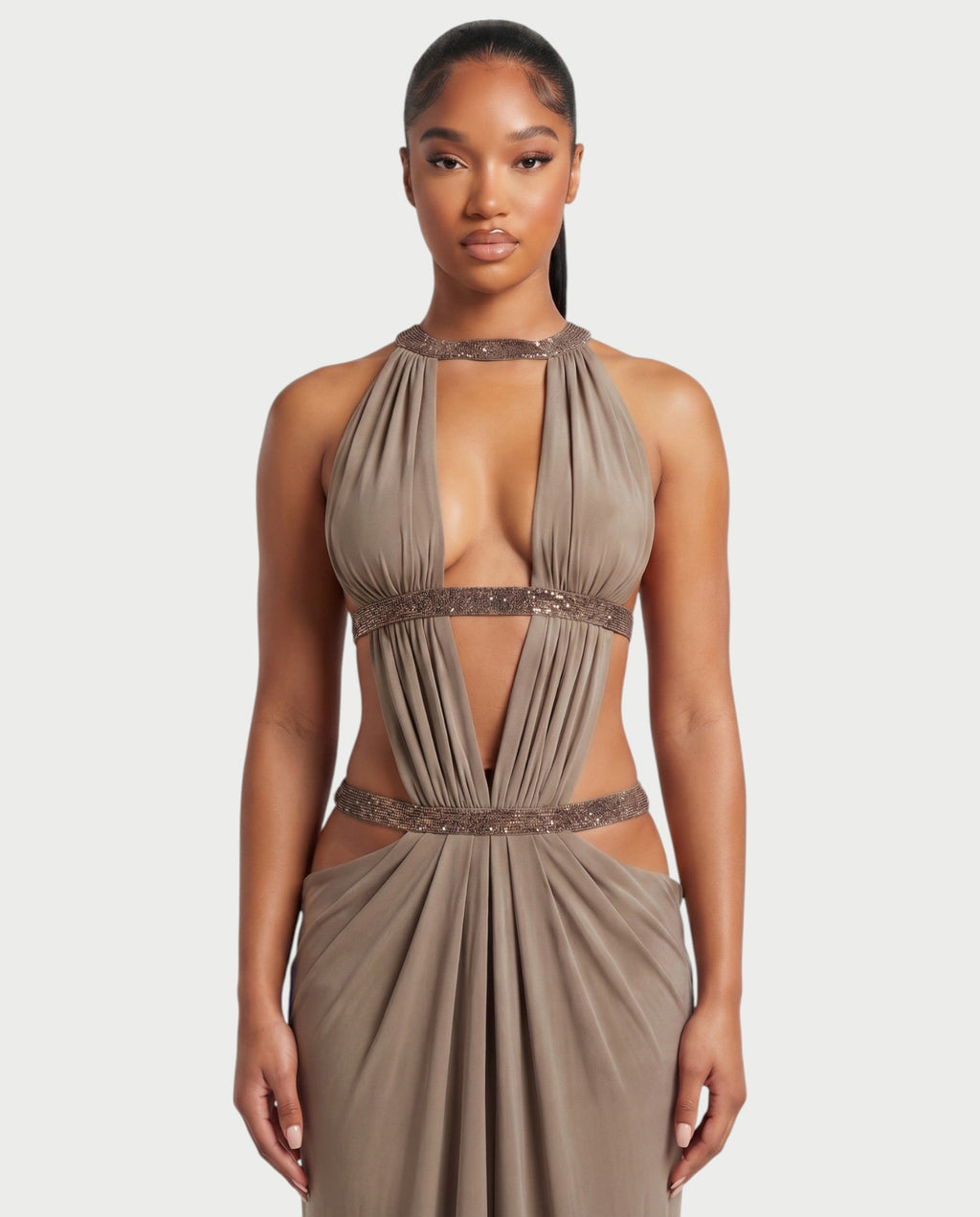 SOLEYA Cutout Halter Maxi Dress