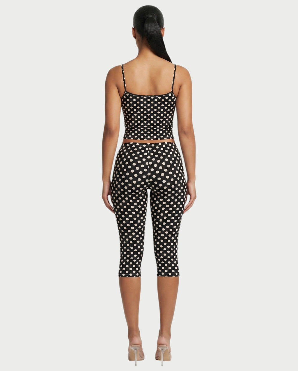 MERINA Polka Dot Crop Top & Capri Pants Set