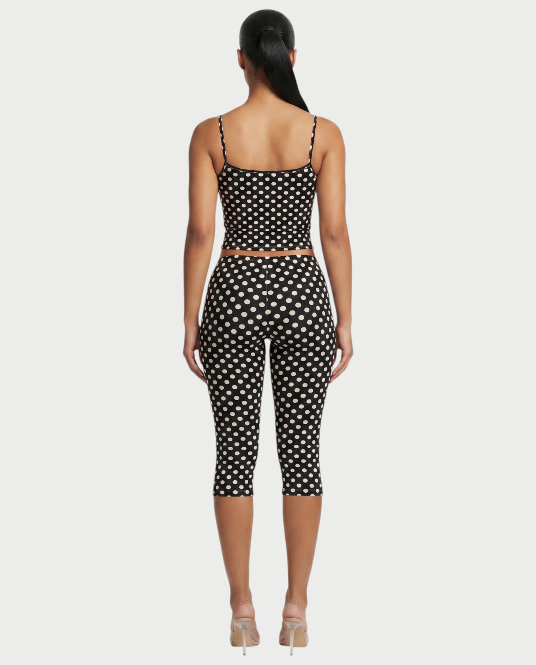 MERINA Polka Dot Crop Top & Capri Pants Set