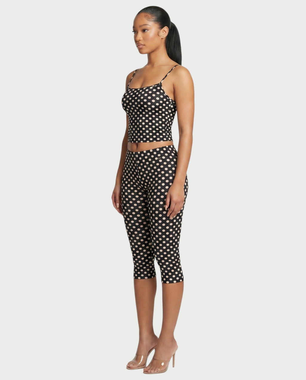 MERINA Polka Dot Crop Top & Capri Pants Set