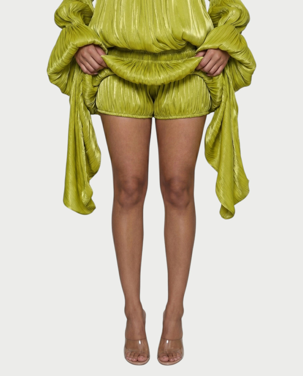 MORYA Off-Shoulder Ruffle Sheer Sleeve Mini Dress