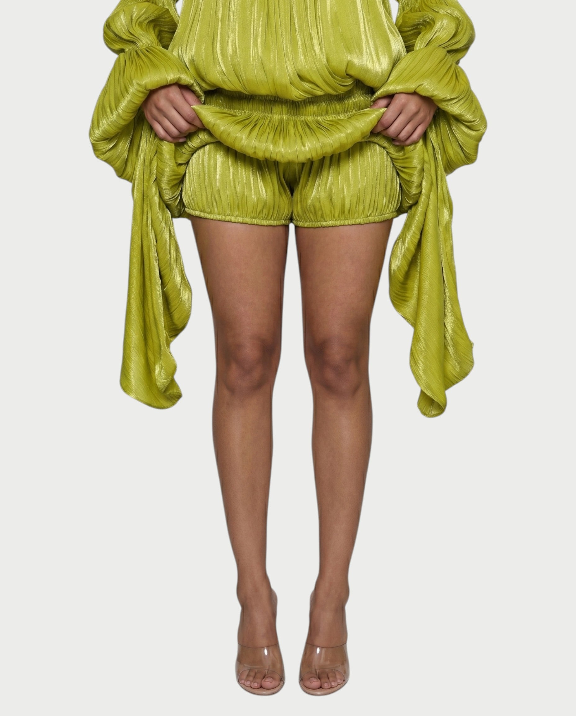MORYA Off-Shoulder Ruffle Sheer Sleeve Mini Dress