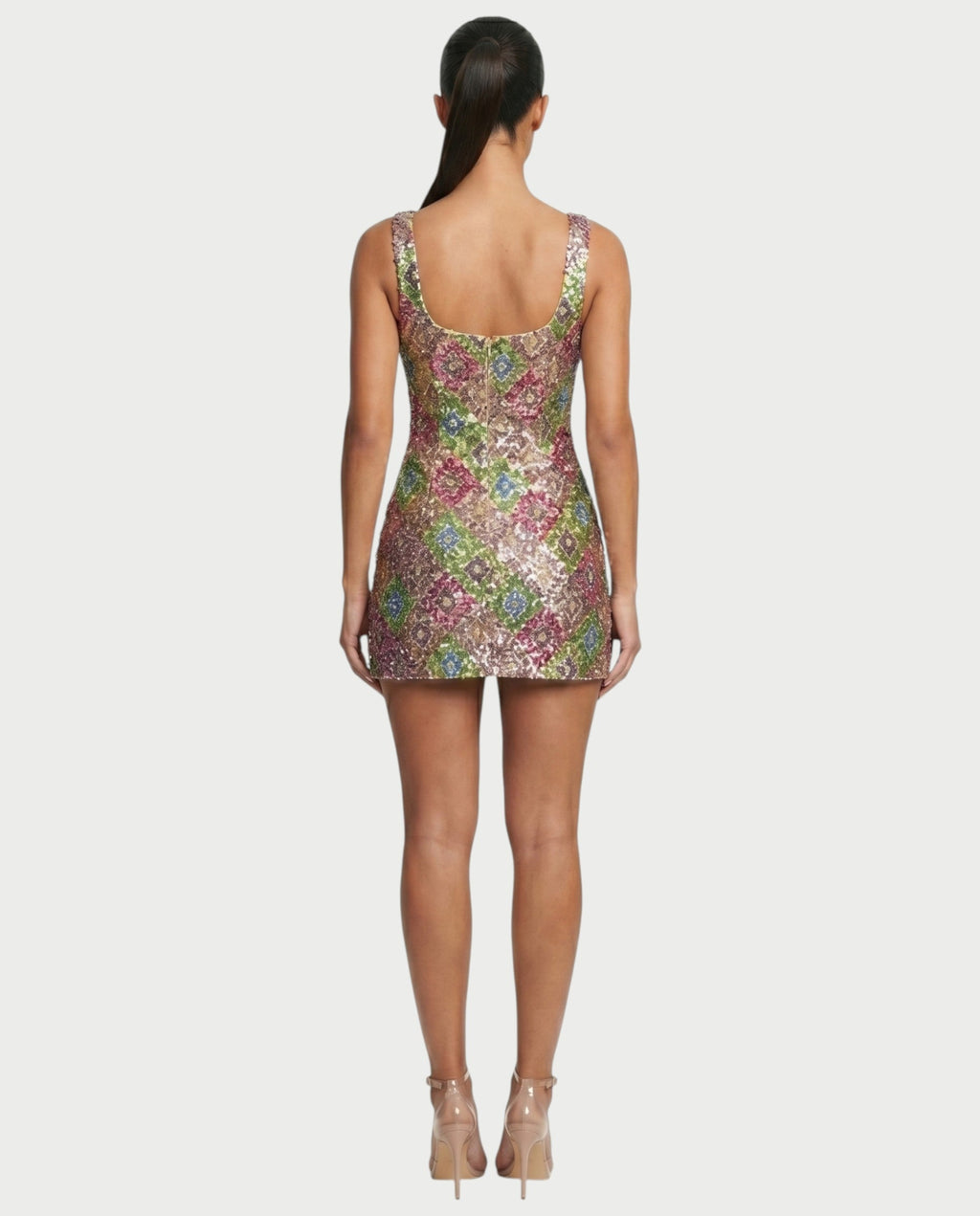 MARIANA Champagne Sequin Diamond Bodycon Mini Dress