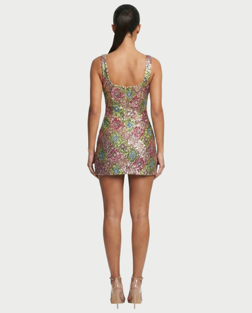 MARIANA Champagne Sequin Diamond Bodycon Mini Dress