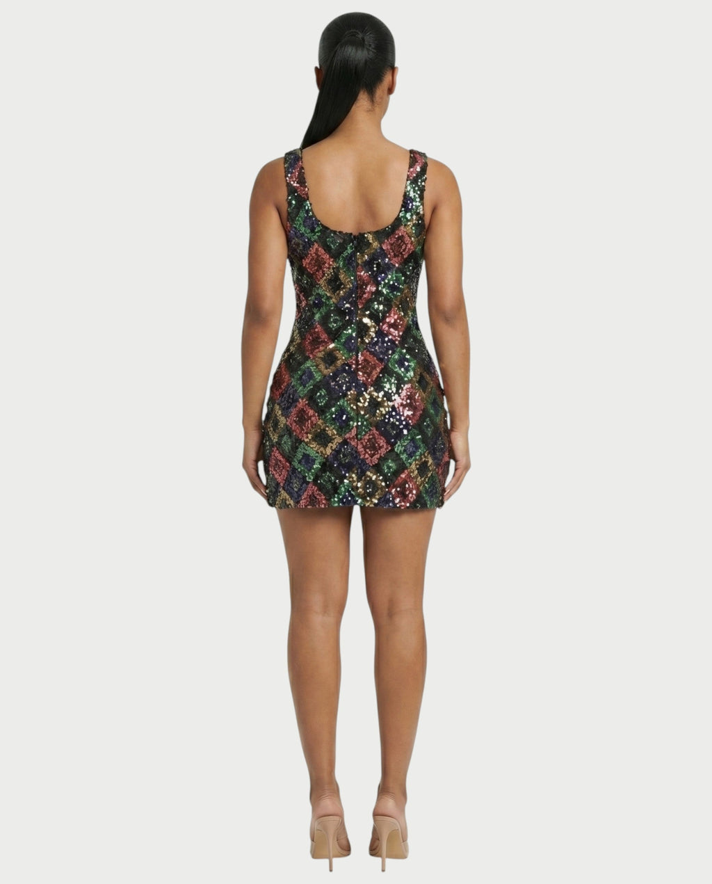 SAFIYA Black Sequin Diamond Bodycon Mini Dress