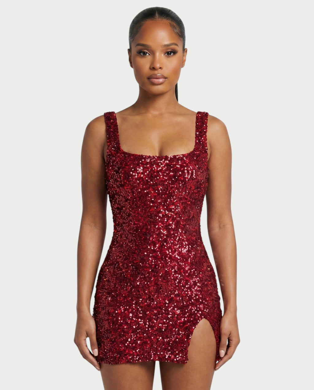 ABELA Sequin Scoop Neck Bodycon Mini Dress