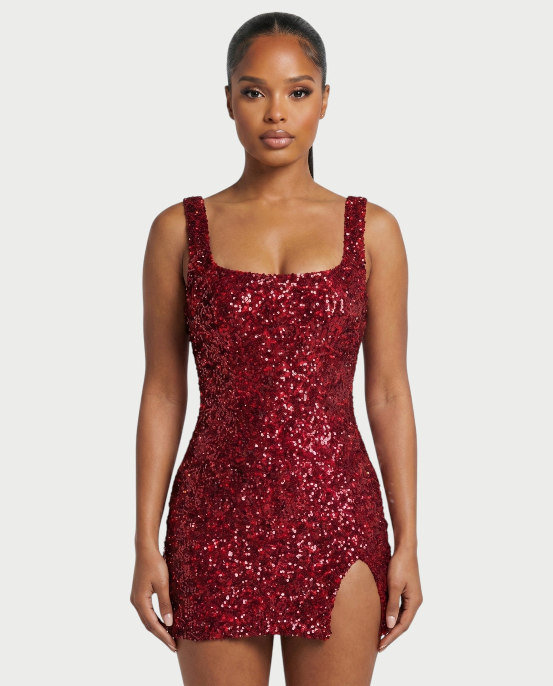 ABELA Sequin Scoop Neck Bodycon Mini Dress