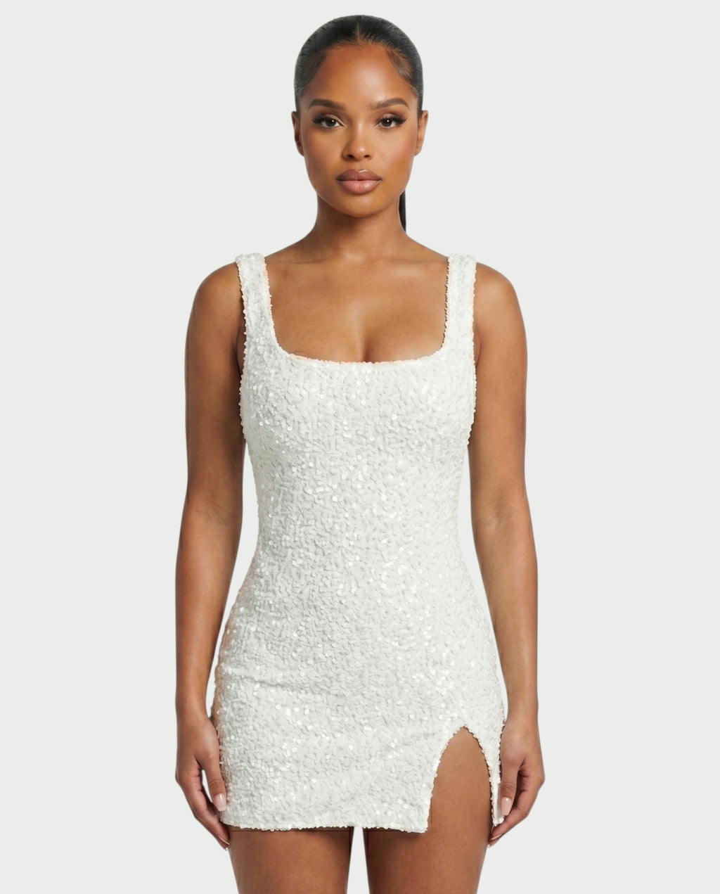 ABELA Sequin Scoop Neck Bodycon Mini Dress