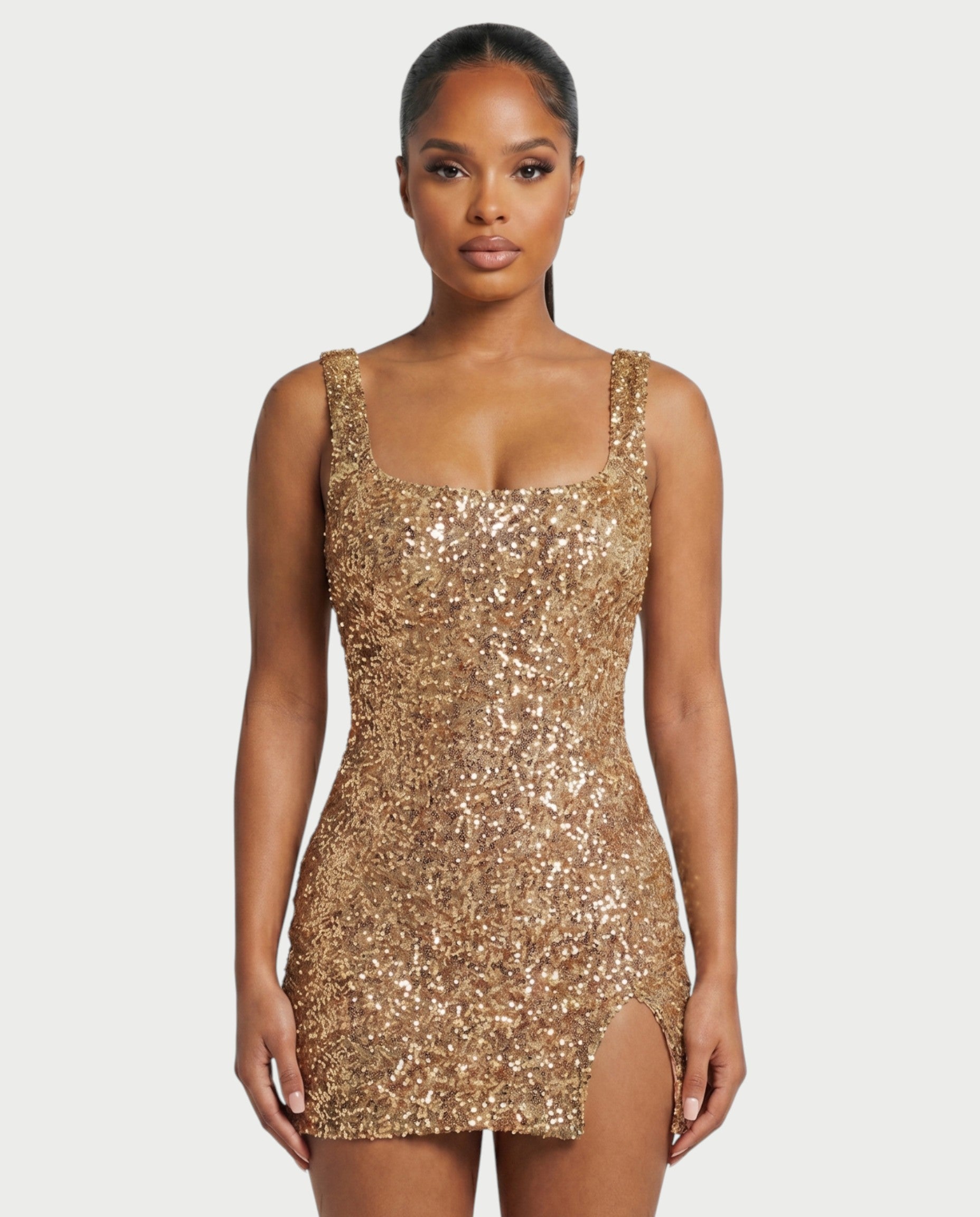 ABELA Sequin Scoop Neck Bodycon Mini Dress