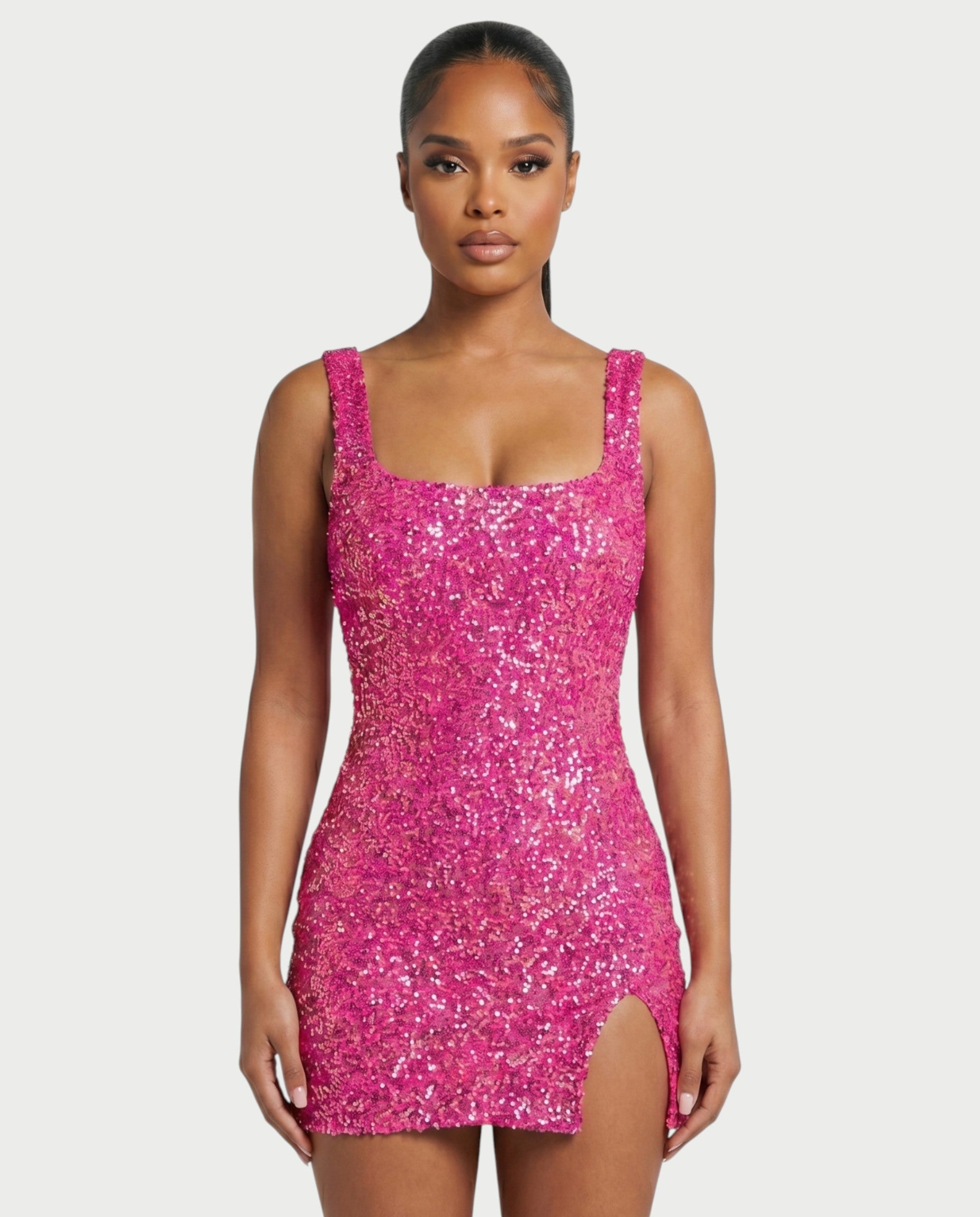 ABELA Sequin Scoop Neck Bodycon Mini Dress