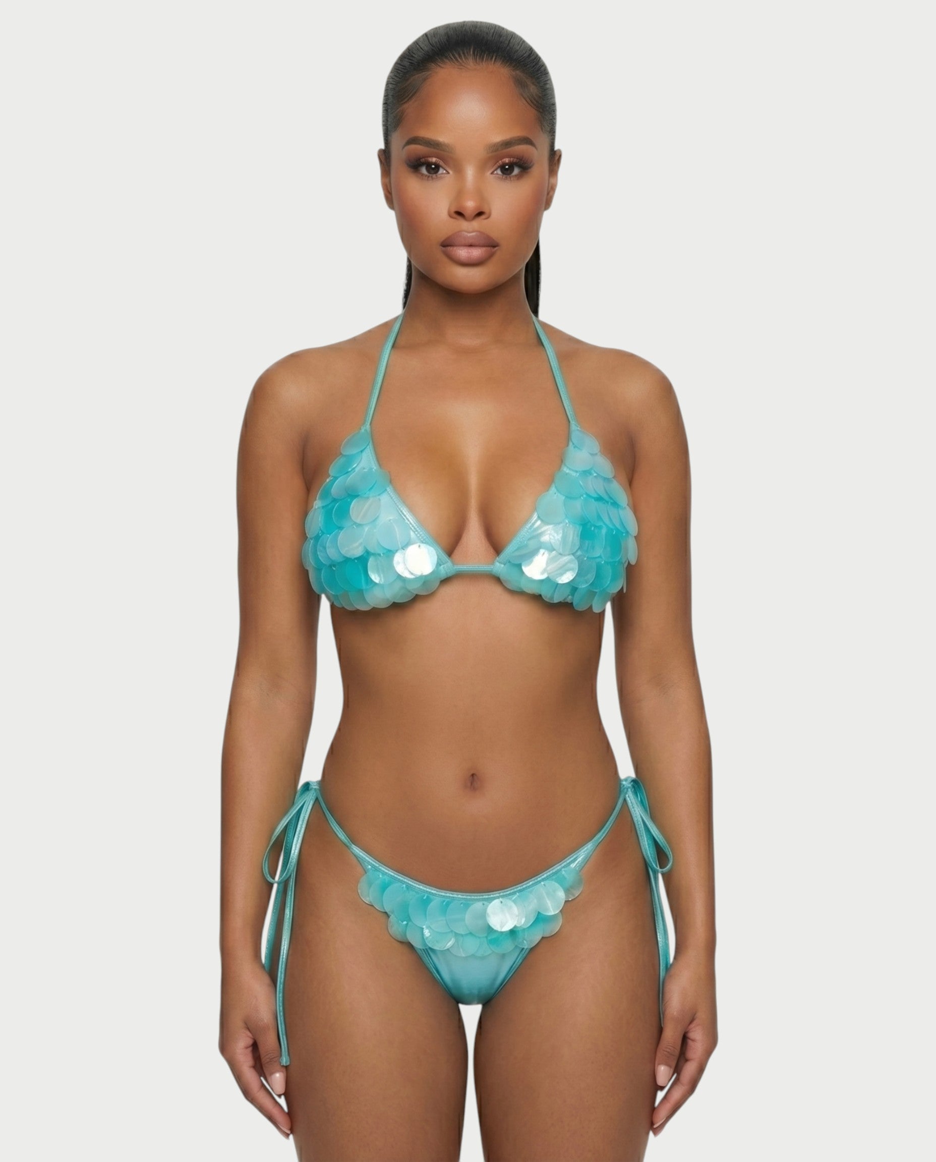 RIVENA Sequin Shell Triangle Bikini Set