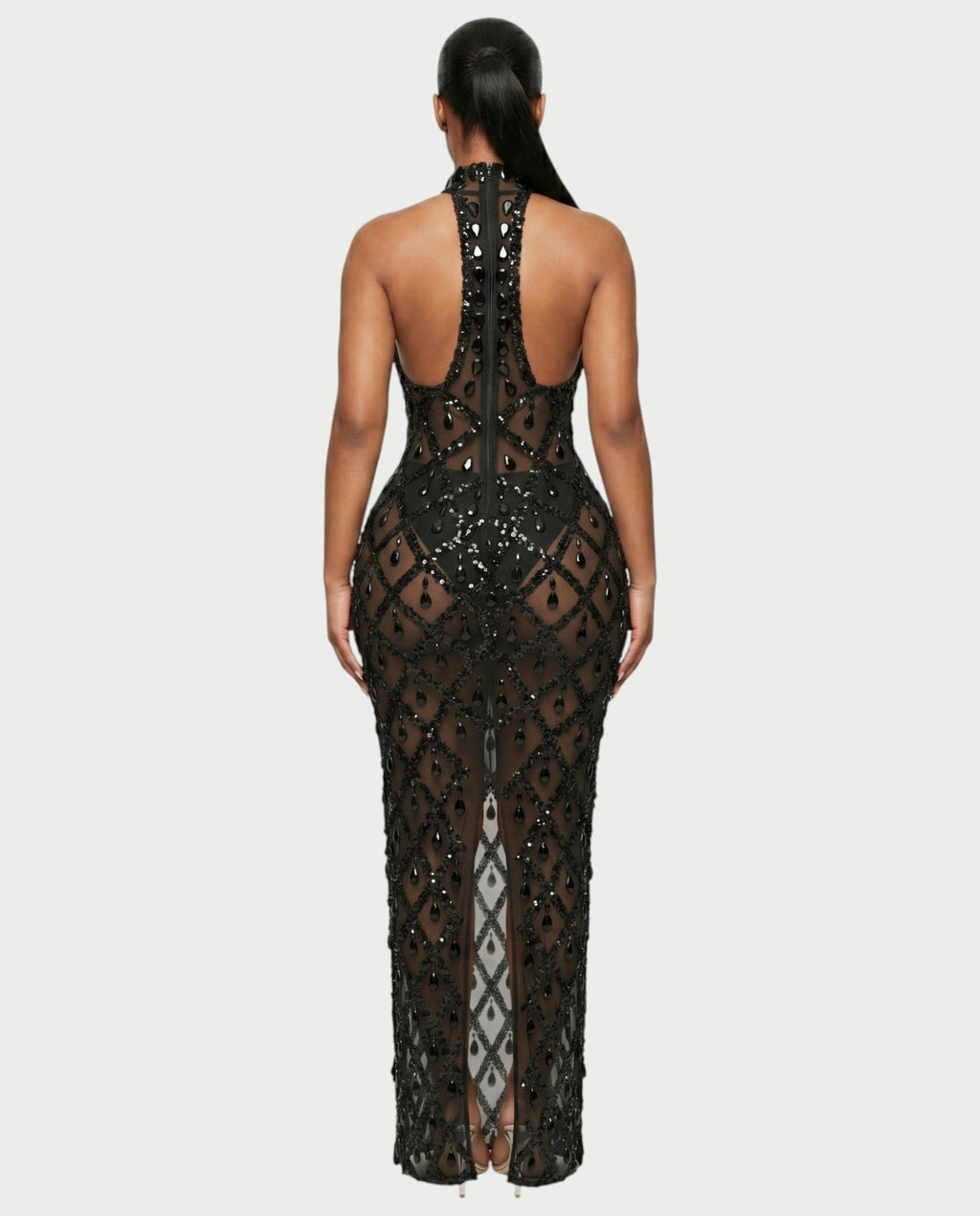 HOPE High Neck Tear Drop Rhinestone Maxi Dress