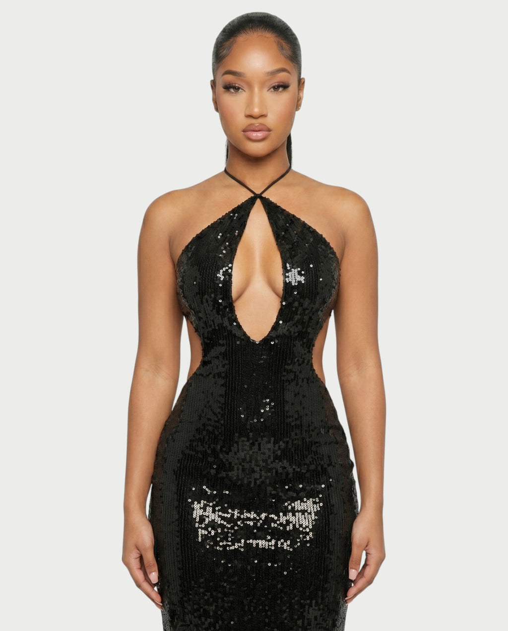 DELYA Sequin Backless Maxi Dress