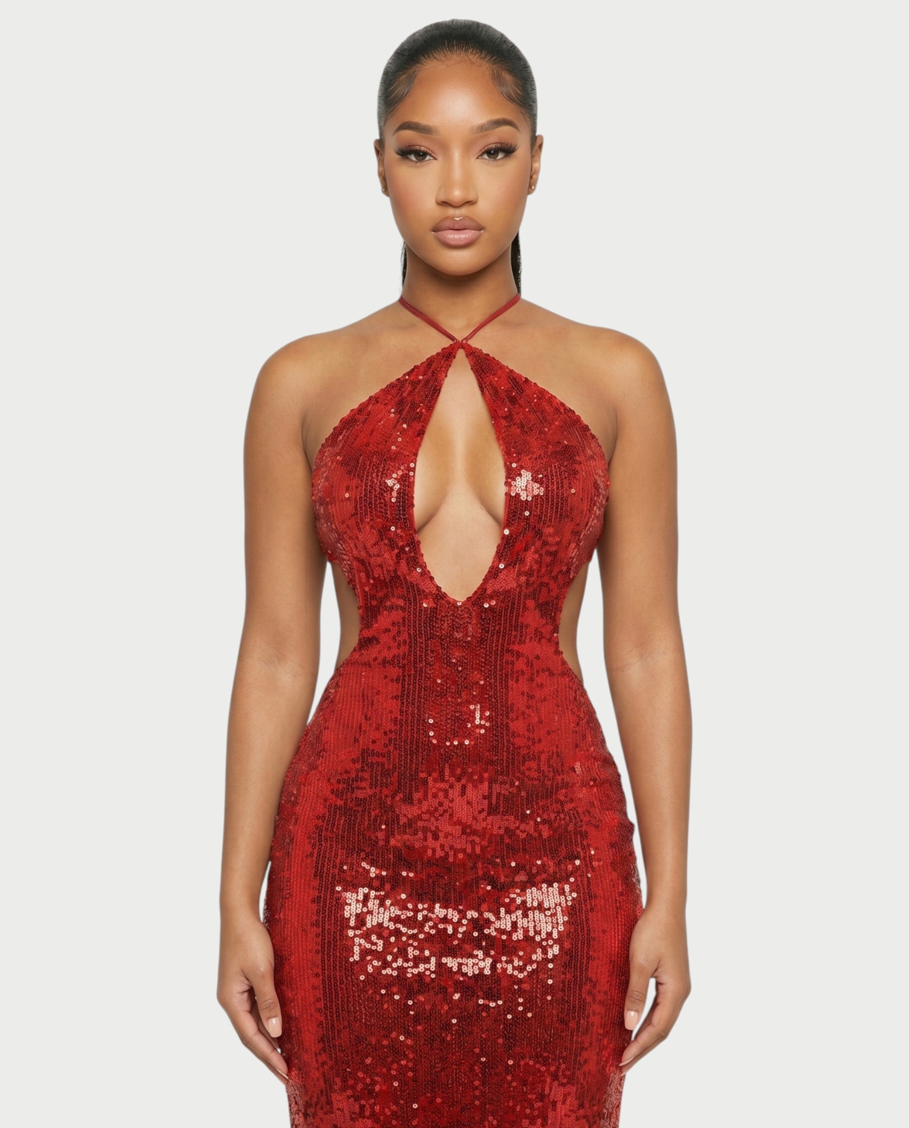 DELYA Sequin Backless Maxi Dress
