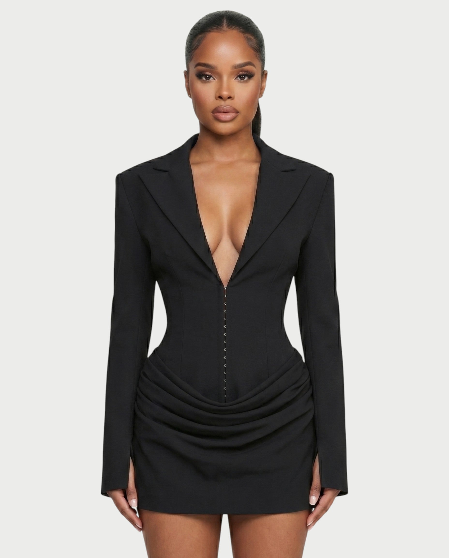 MIKAY Ruched Blazer Bodycon Mini Dress