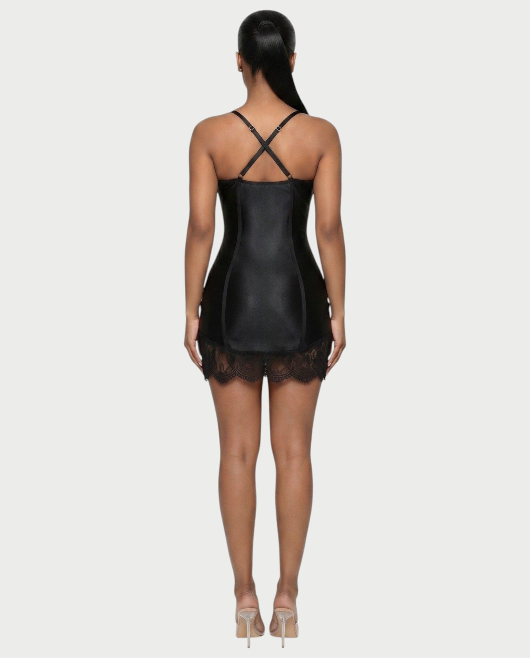 LIBBY Midnight Lace Corset Bodycon Mini Dress