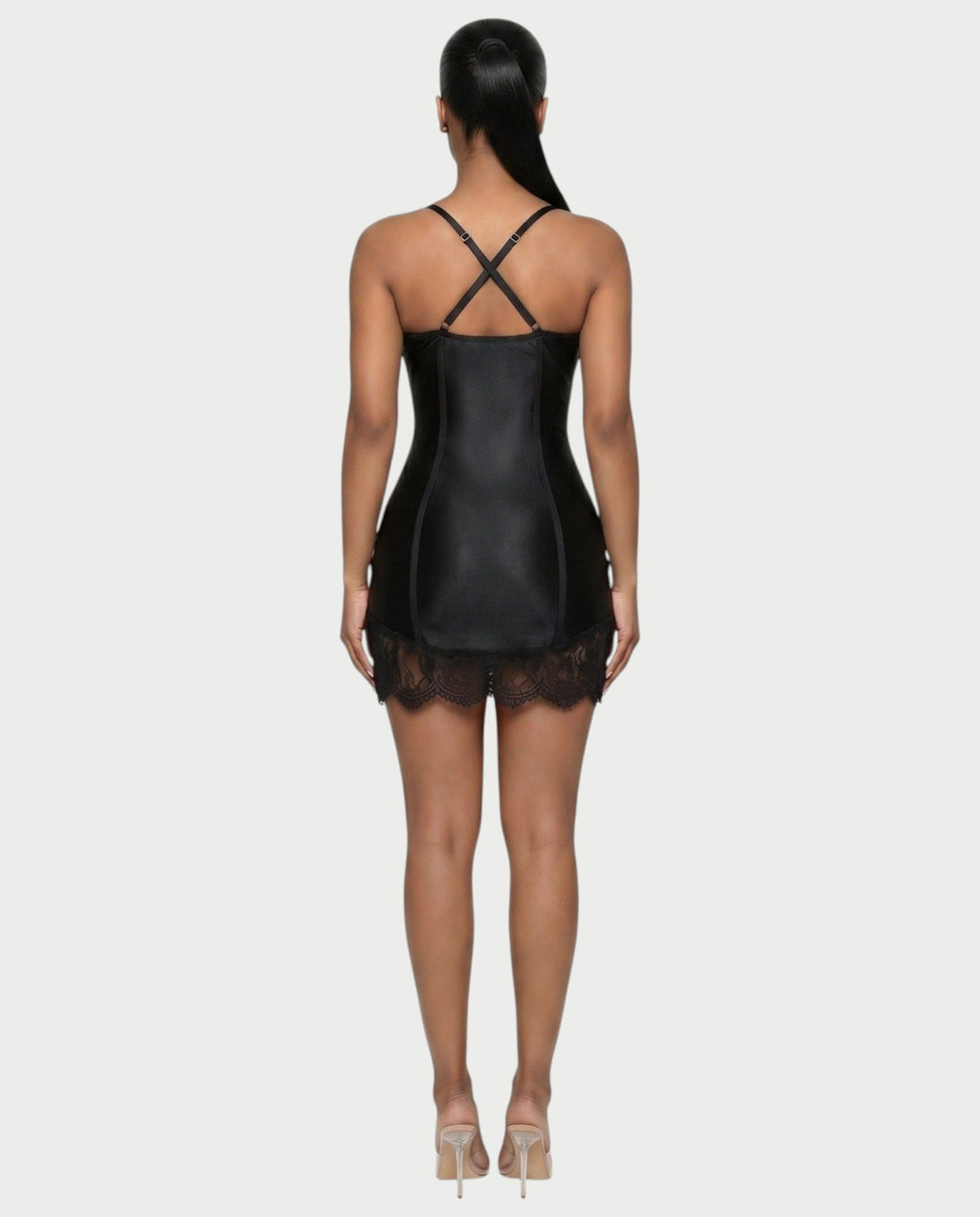 LIBBY Midnight Lace Corset Bodycon Mini Dress