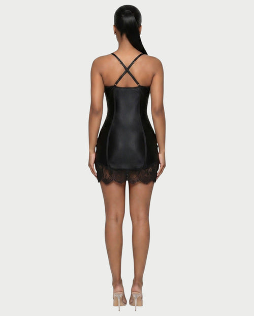 LIBBY Midnight Lace Corset Bodycon Mini Dress