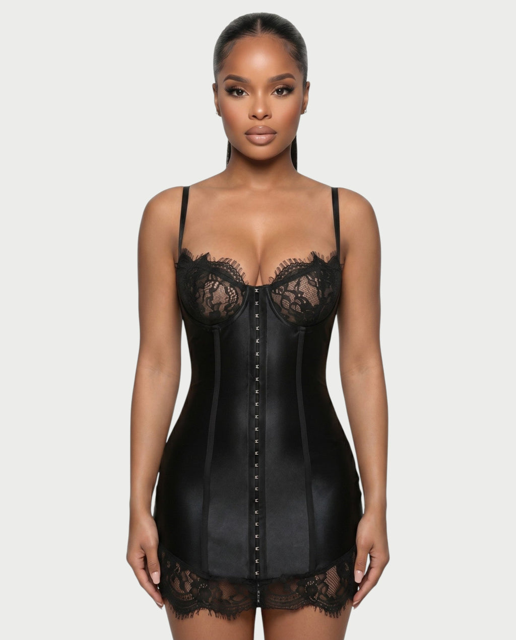 LIBBY Midnight Lace Corset Bodycon Mini Dress