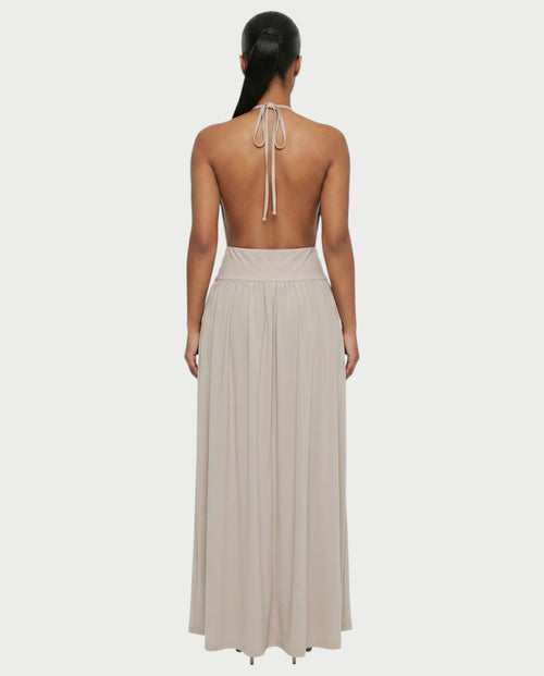 HINAYA Backless Halter High Slit Maxi Dress