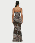 JOLINA Leopard Lace Panel Bodycon Maxi Dress