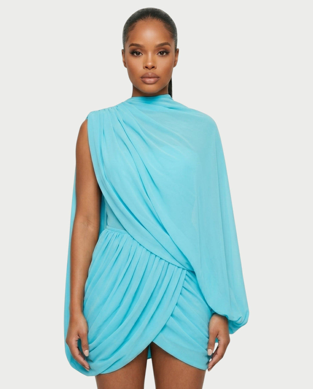 ALFINA Draped One-Shoulder Mini Dress