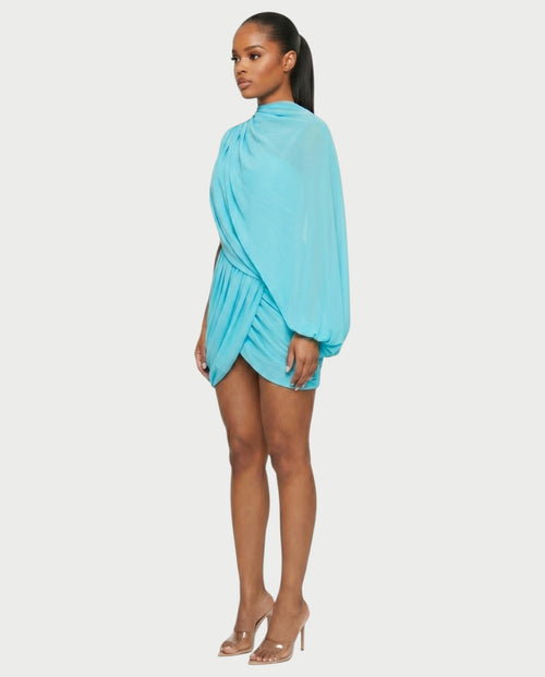 ALFINA Draped One-Shoulder Mini Dress