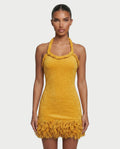 SERALYN Braided Tassel Hem Mini Dress