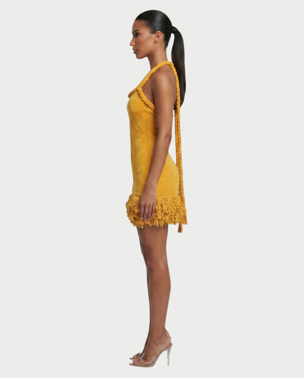 SERALYN Braided Tassel Hem Mini Dress