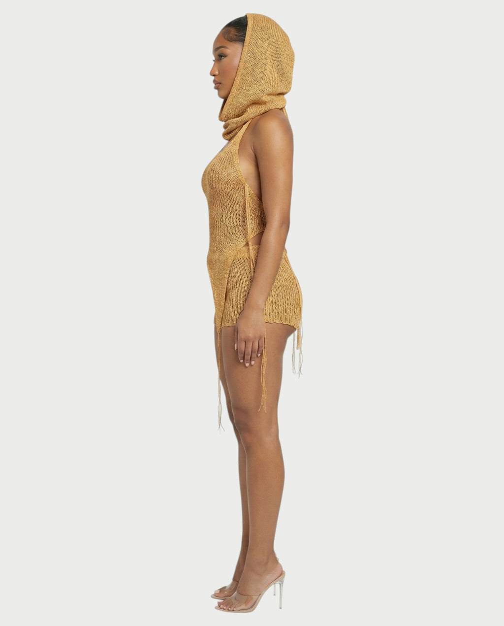 ZELISSE 3-Piece Halter Top, Shorts & Hooded Scarf Set