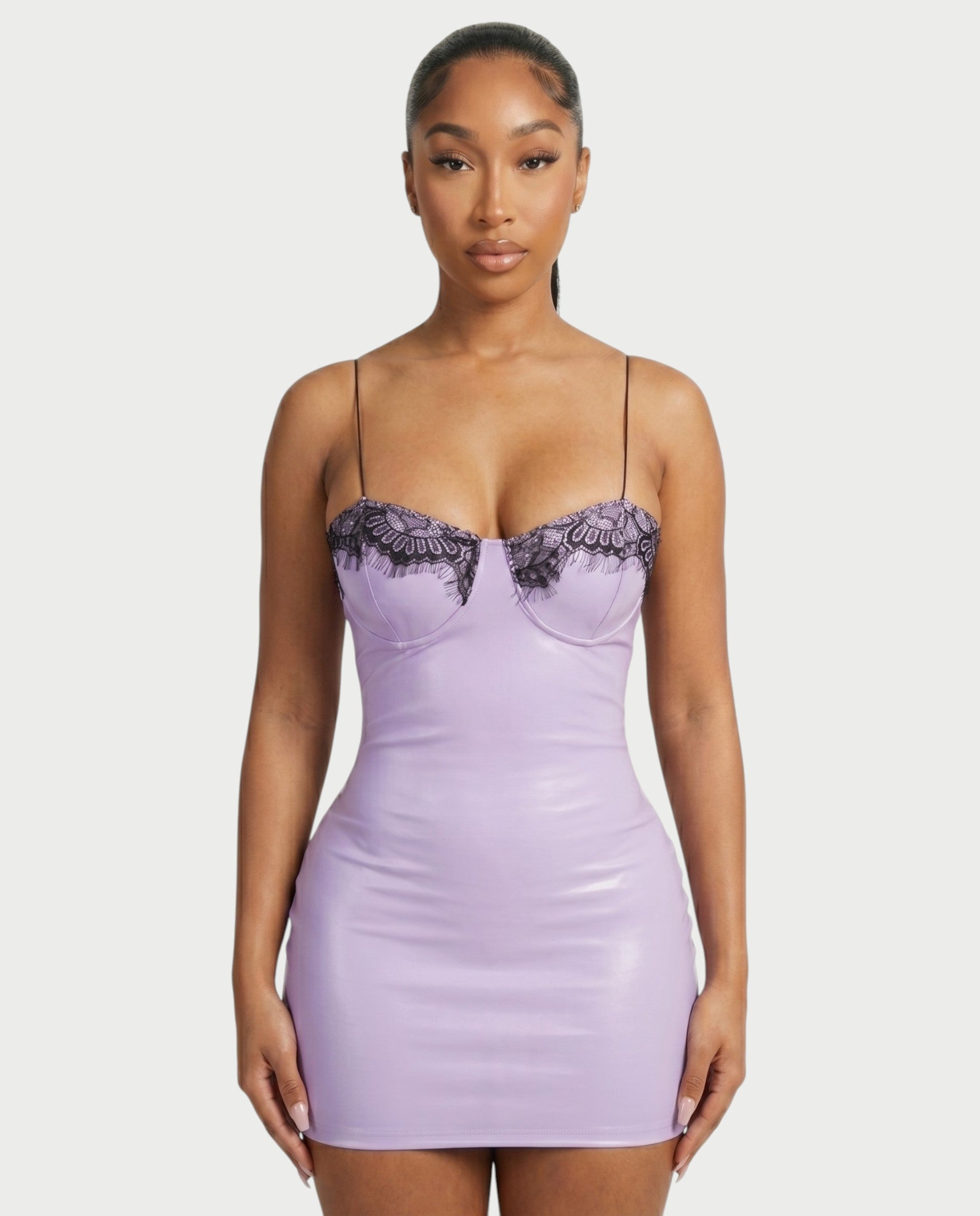 ANIRA Lace Trim Underwire Bust Bodycon Mini Dress