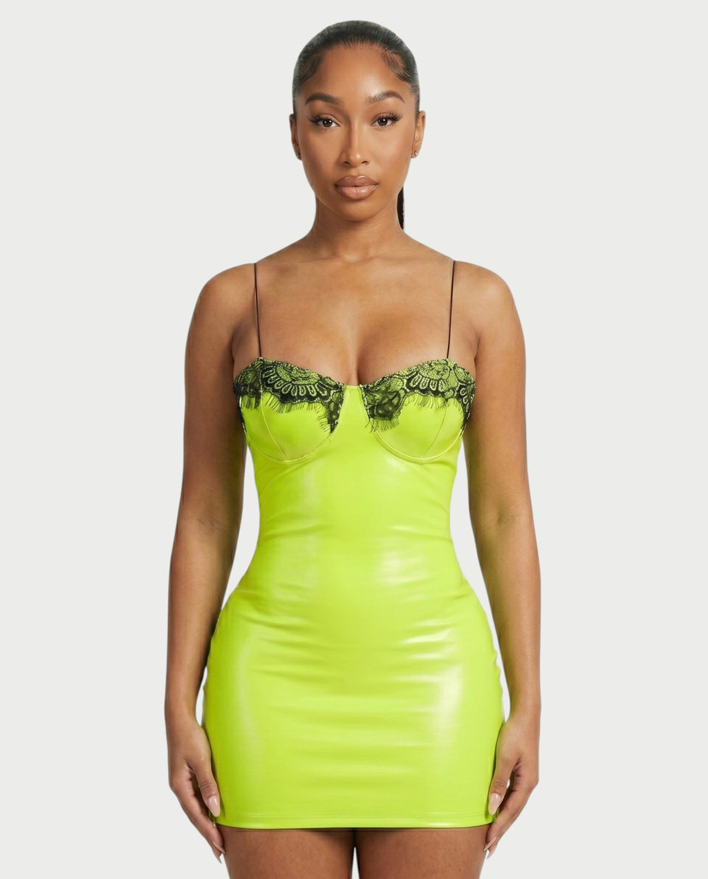 ANIRA Lace Trim Underwire Bust Bodycon Mini Dress