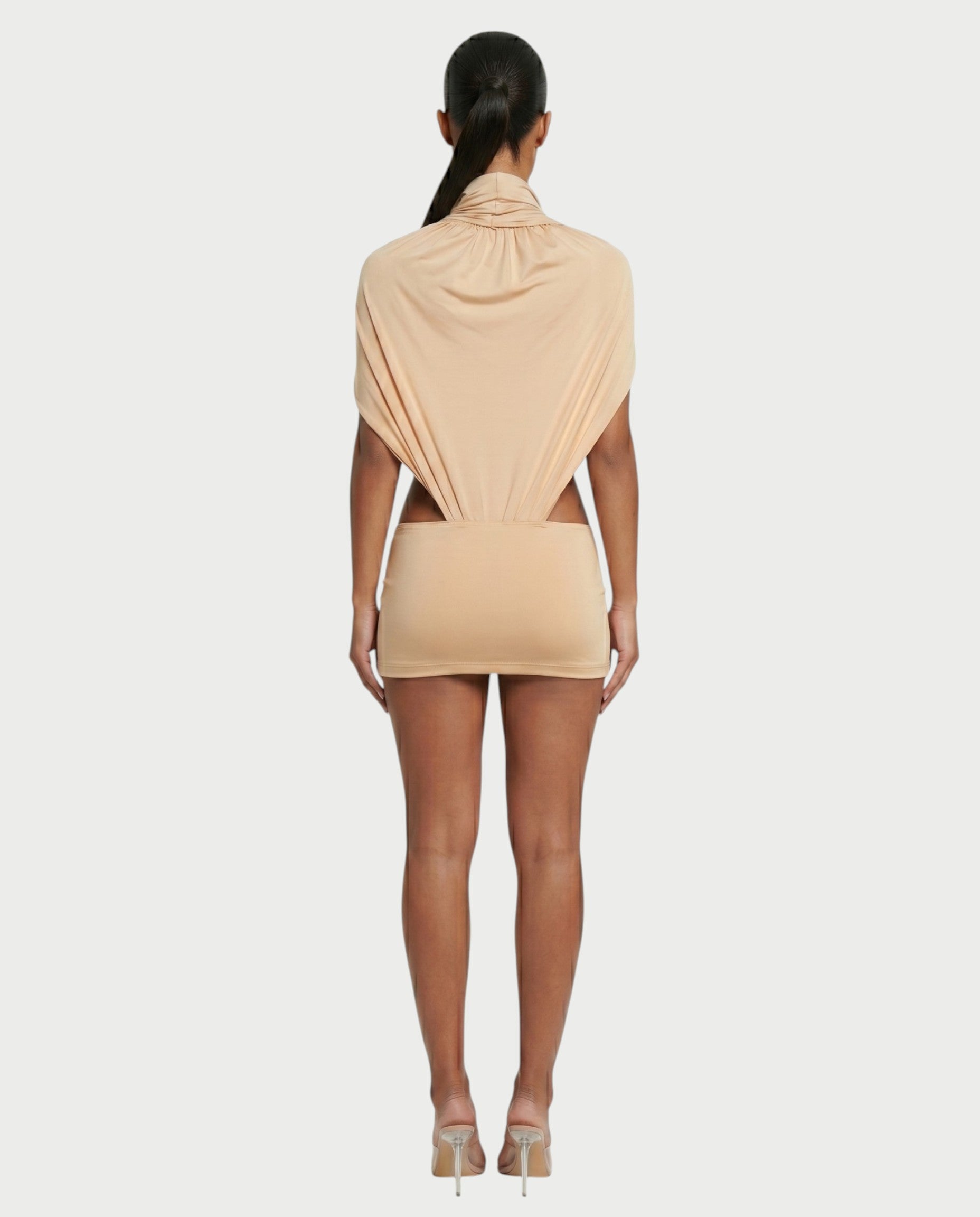 CELIORA High-Neck Bodysuit & Mini Skirt Set