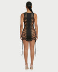 CYRENE Lace-Up Back Bodycon Mini Dress