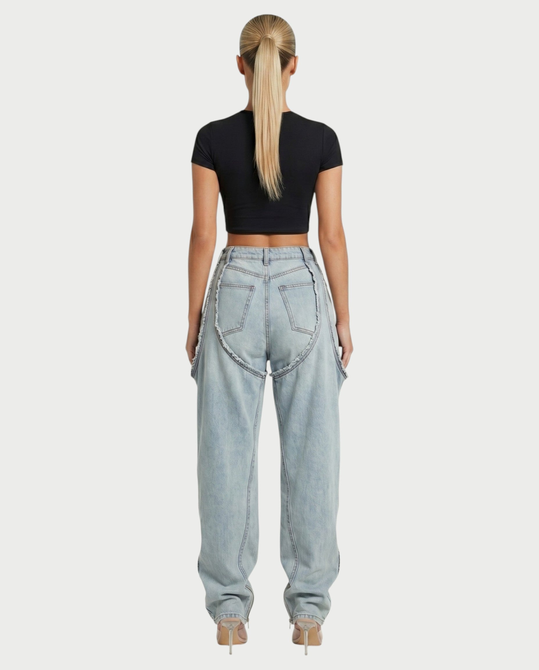 NAMI Distressed Denim Chaps Pants