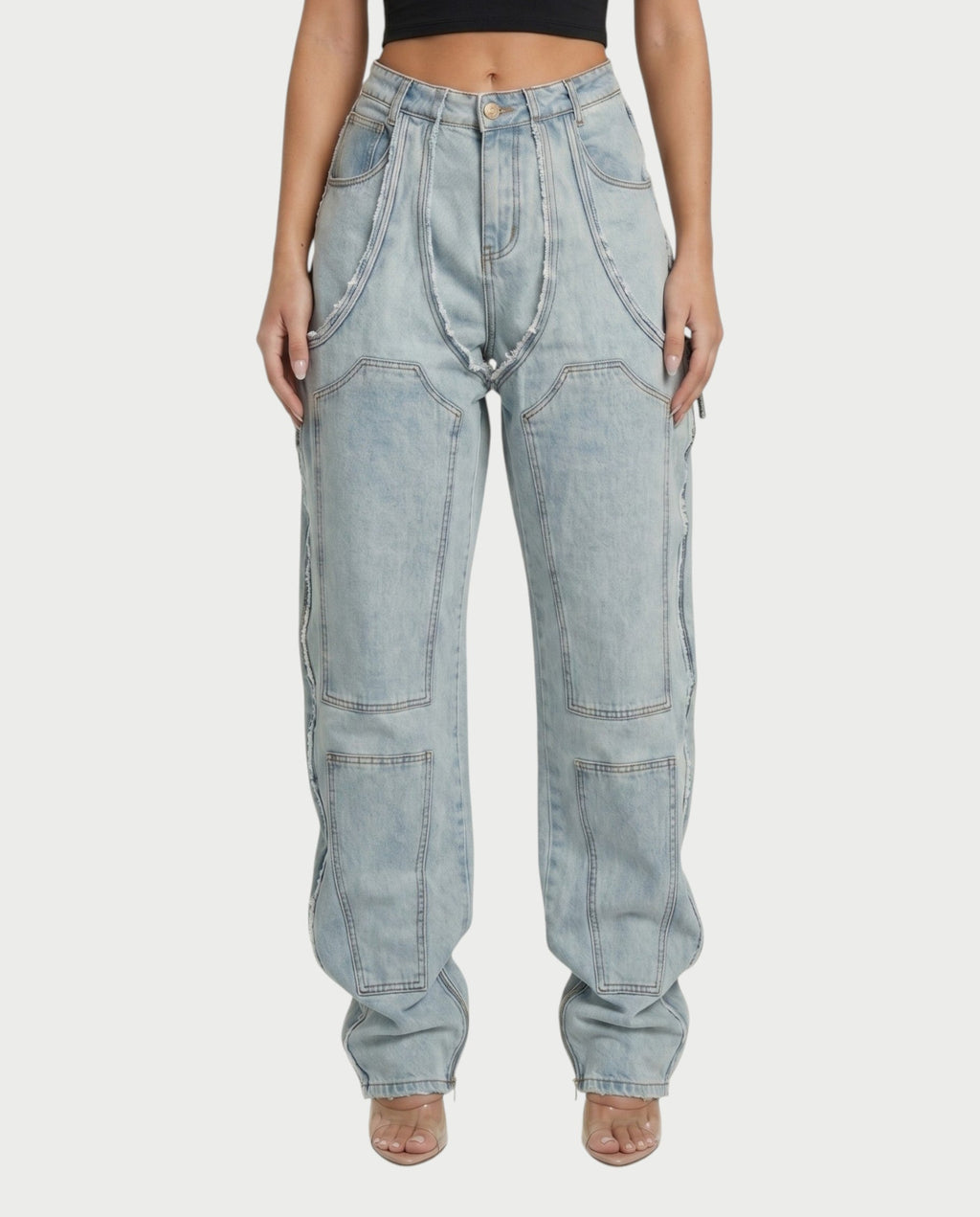NAMI Distressed Denim Chaps Pants