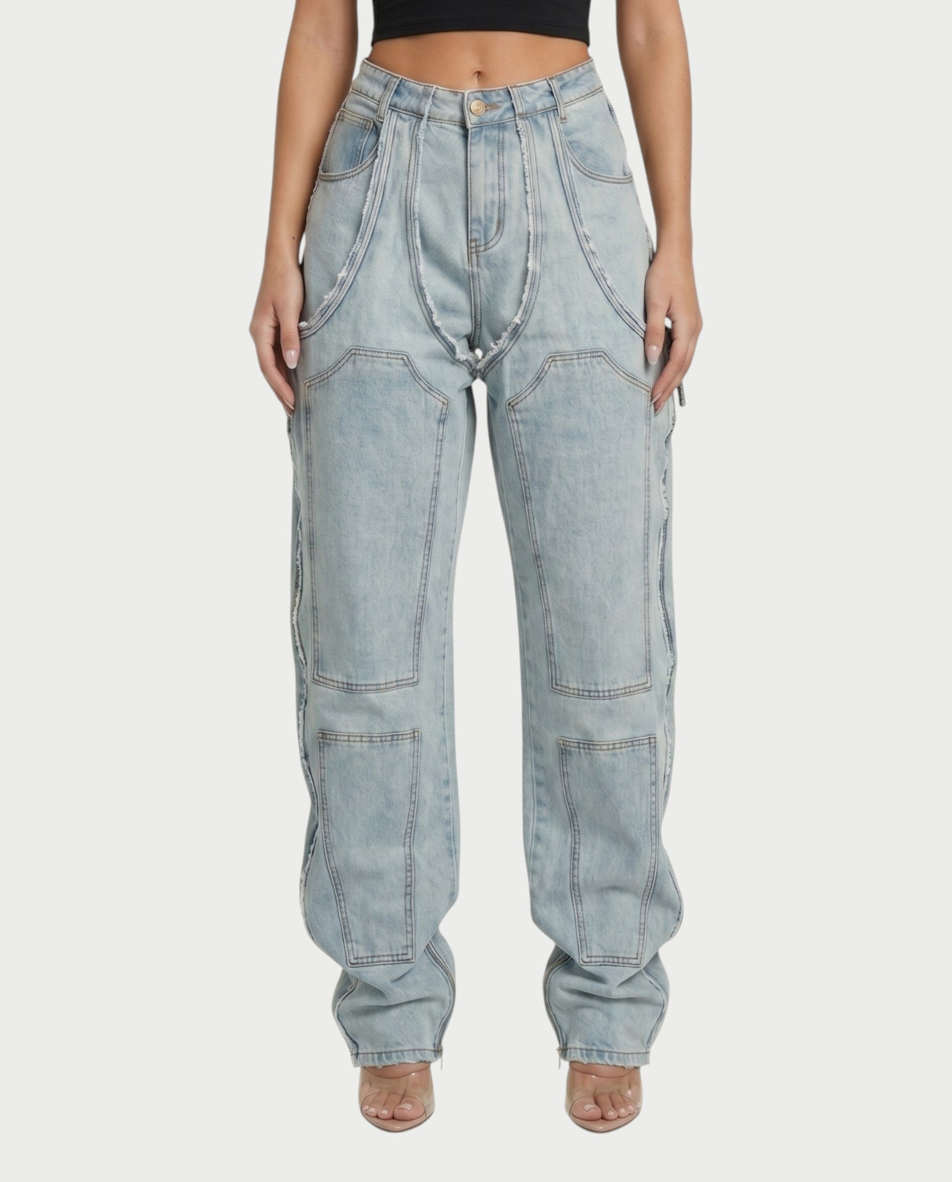 NAMI Distressed Denim Chaps Pants