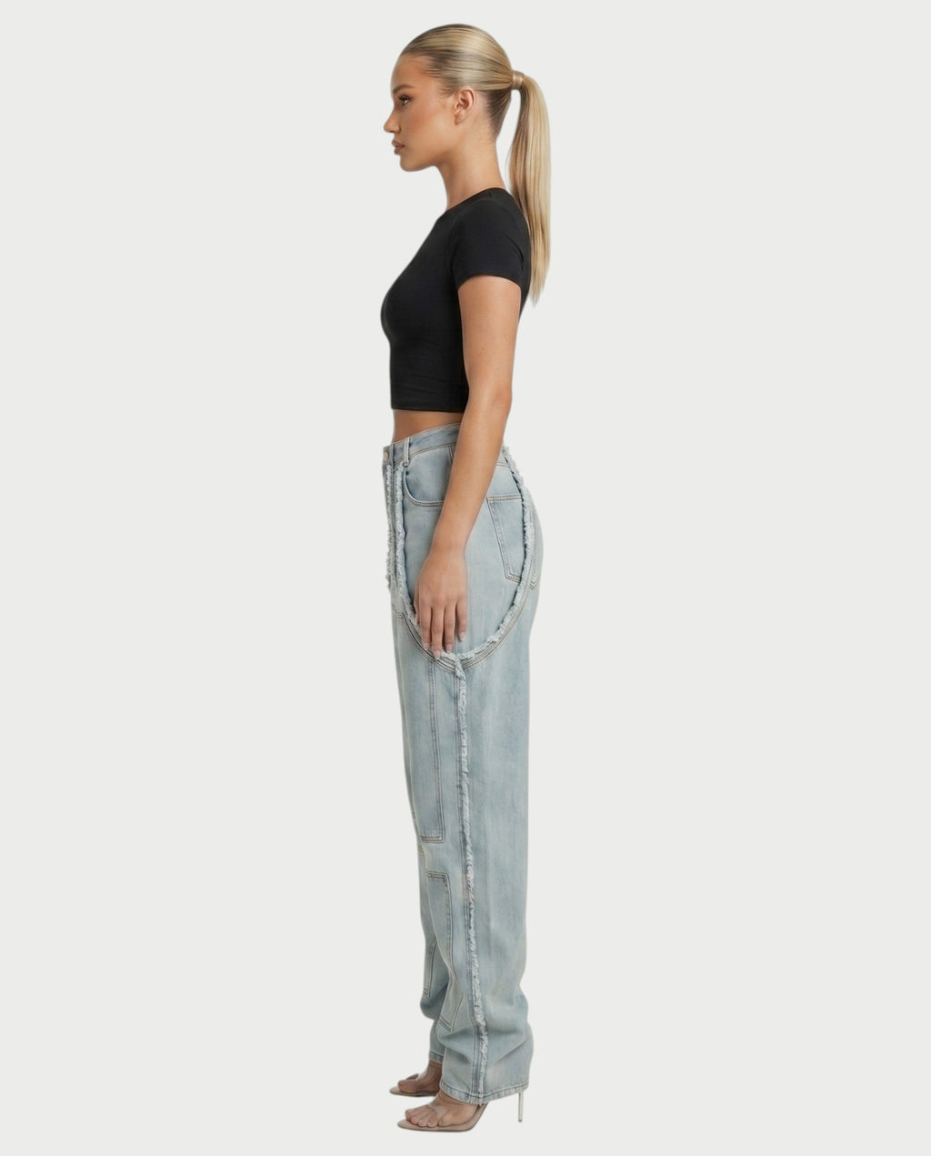 NAMI Distressed Denim Chaps Pants
