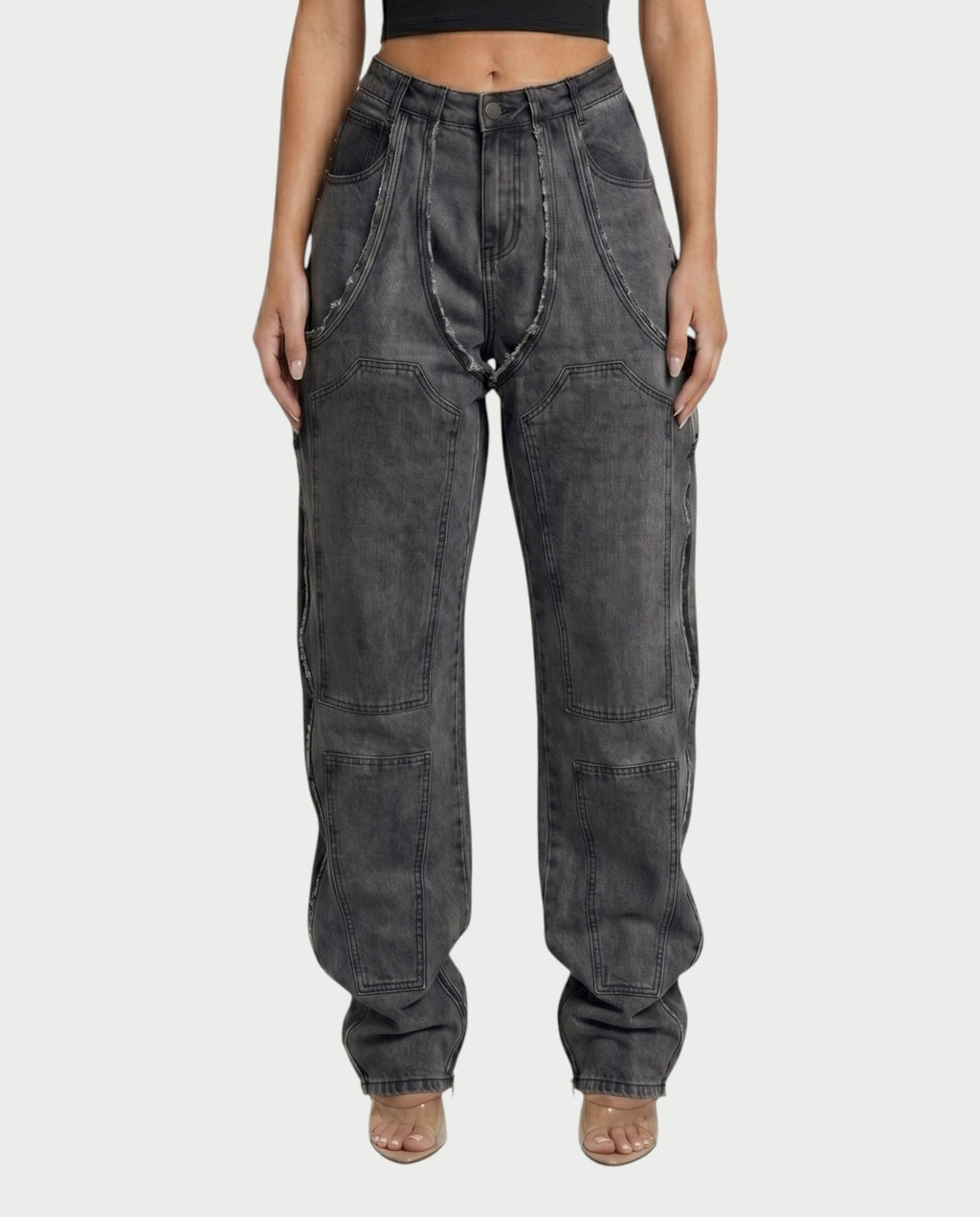 NAMI Distressed Denim Chaps Pants