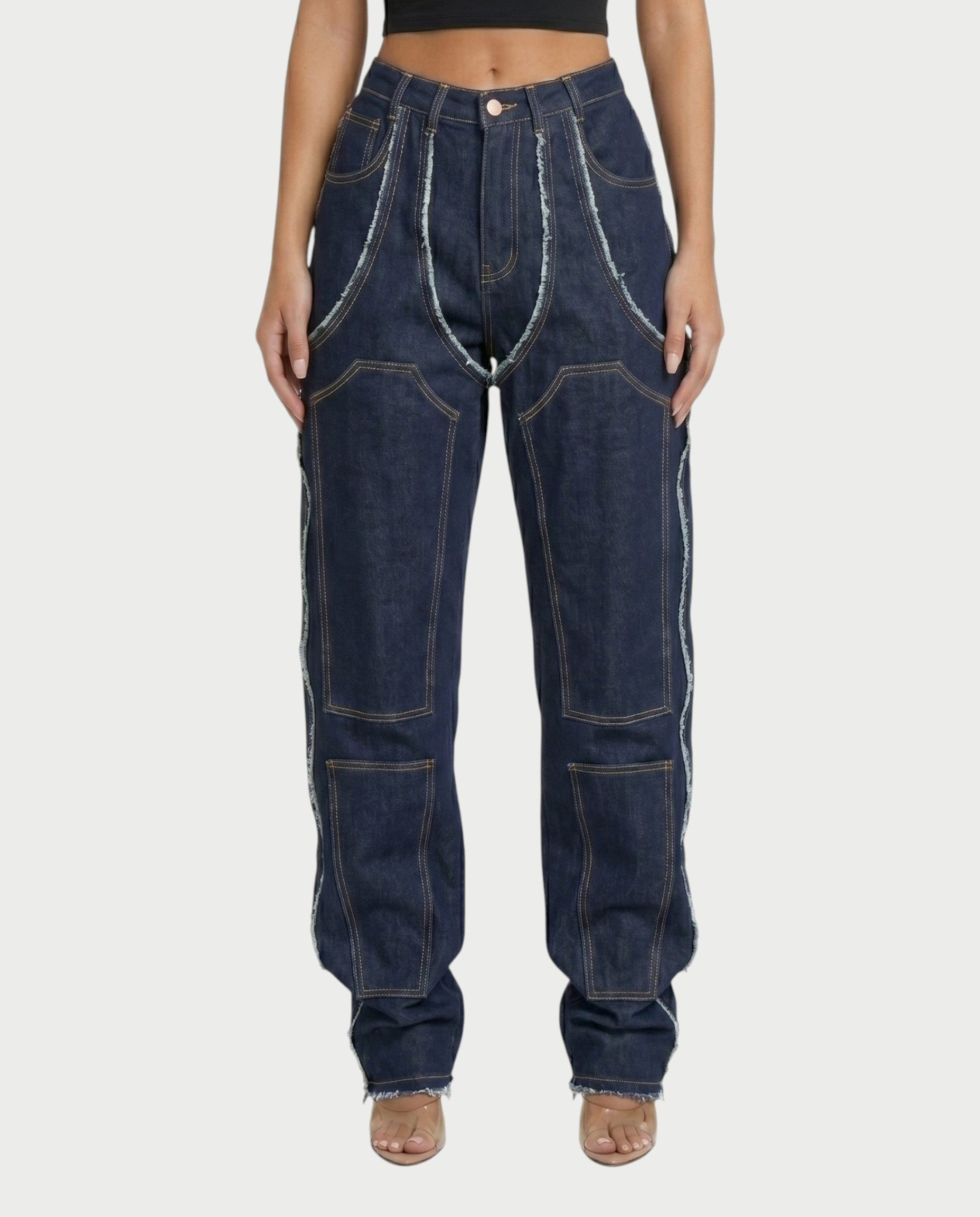 NAMI Distressed Denim Chaps Pants