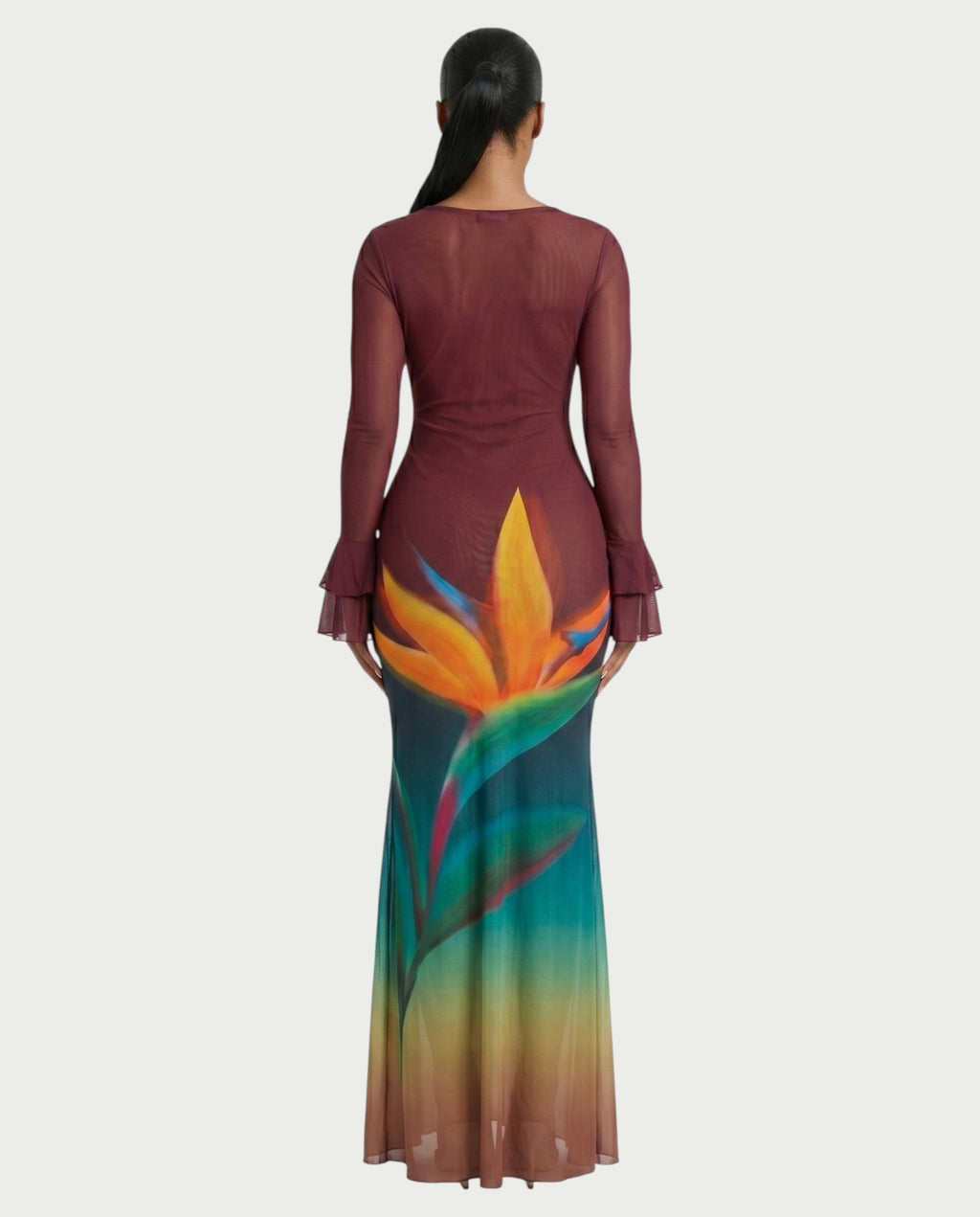 LORISSE Ruffle Trim Floral Maxi Dress