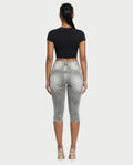 YULERA Washed Denim Capri Pants